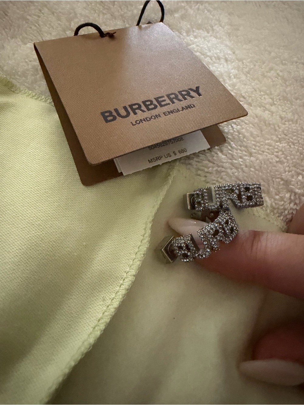 Burberry crystal earrings in ice blue